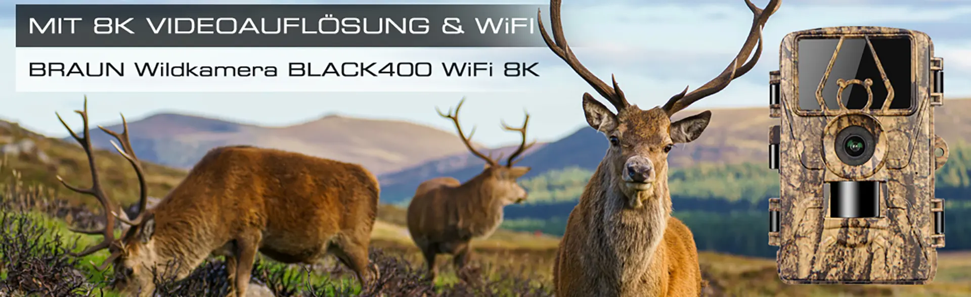 BRAUN Scouting Cam BLACK400 WiFi 8K – Wildkamera mit 8K Video und WiFi-Funktion